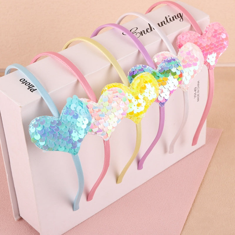 Sequin Heart Hair Clips Hair Hoop for Girls