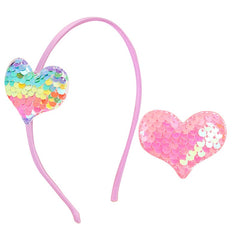 Sequin Heart Hair Clips Hair Hoop for Girls