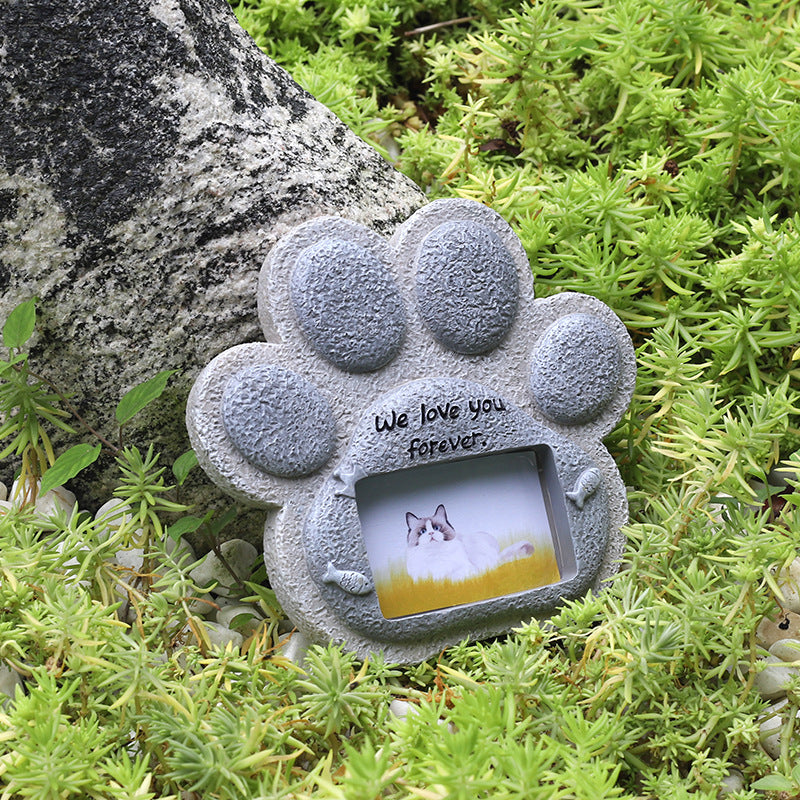 Resin Pet Headstone Dog Memorial Stone With Photo Frame