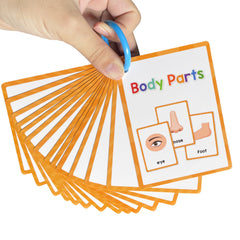 Montessori Body Parts Flash Cards Set: Teach Kids 28 Parts & Boost Skills
