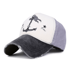 Fashion Distressed Pirate Anchor Pattern Sun Hat