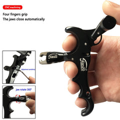 Aluminum Bow Release Aid 4 Finger 360 Rotation Thumb Trigger Grip