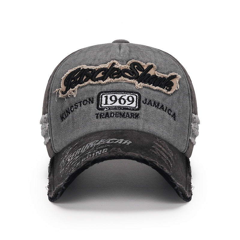 Fashionable Washed Distressed Embroidered Baseball Cap
