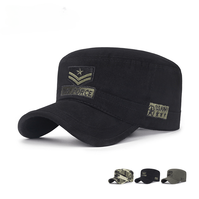 Men's Sunscreen Flat Top Hat Casual Cotton Embroidery Cap