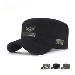 Men's Sunscreen Flat Top Hat Casual Cotton Embroidery Cap