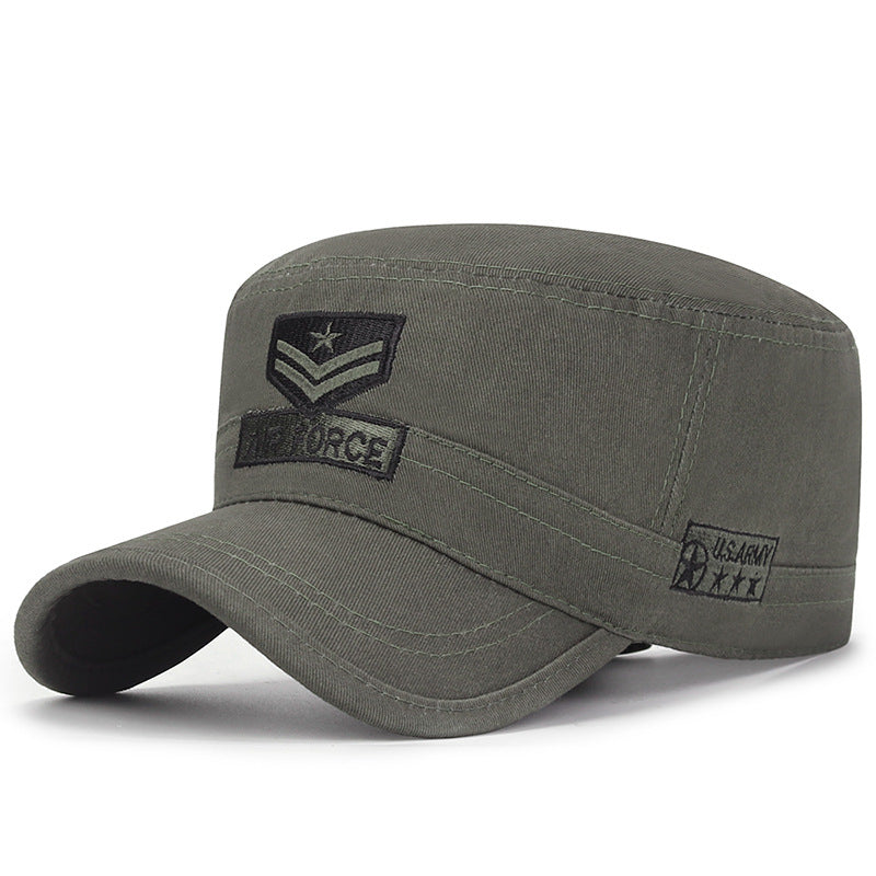 Men's Sunscreen Flat Top Hat Casual Cotton Embroidery Cap