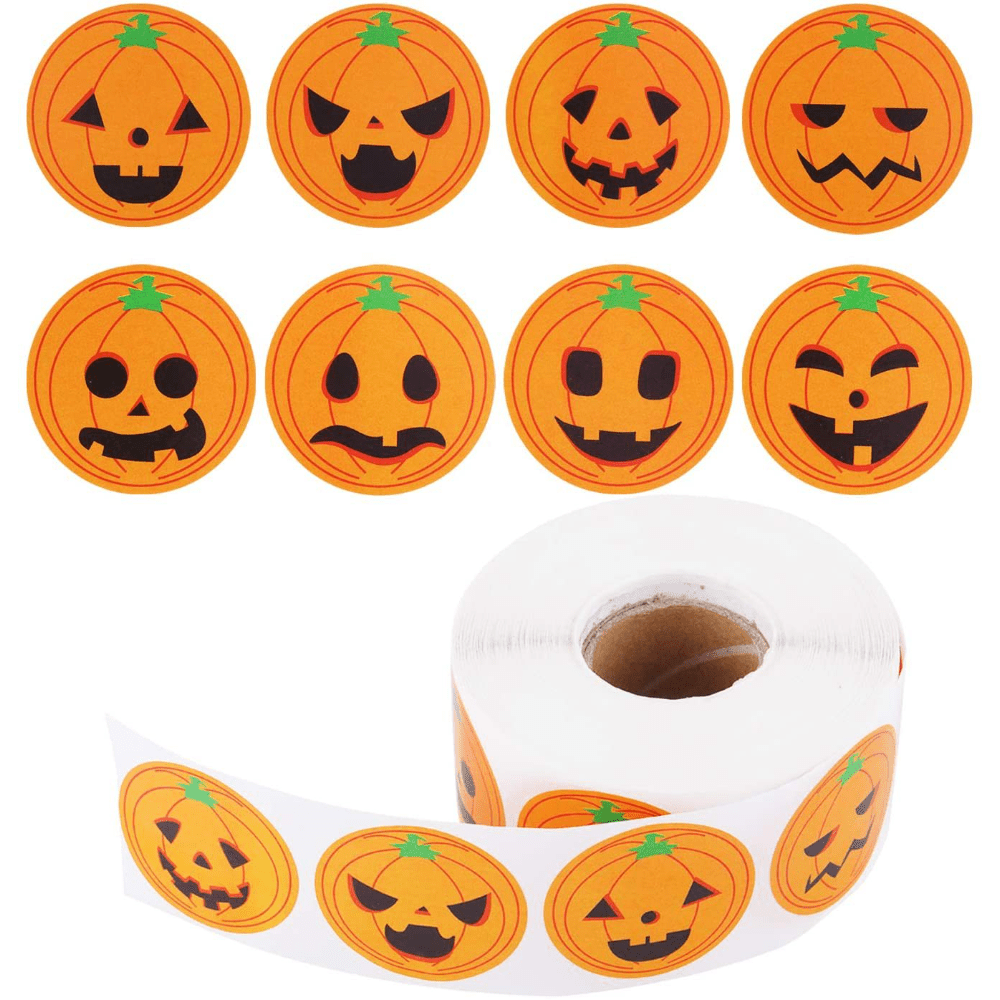 500pcs Halloween Pumpkin Round Stickers Gift Food Packaging Student Reward