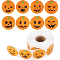 500pcs Halloween Pumpkin Round Stickers Gift Food Packaging Student Reward