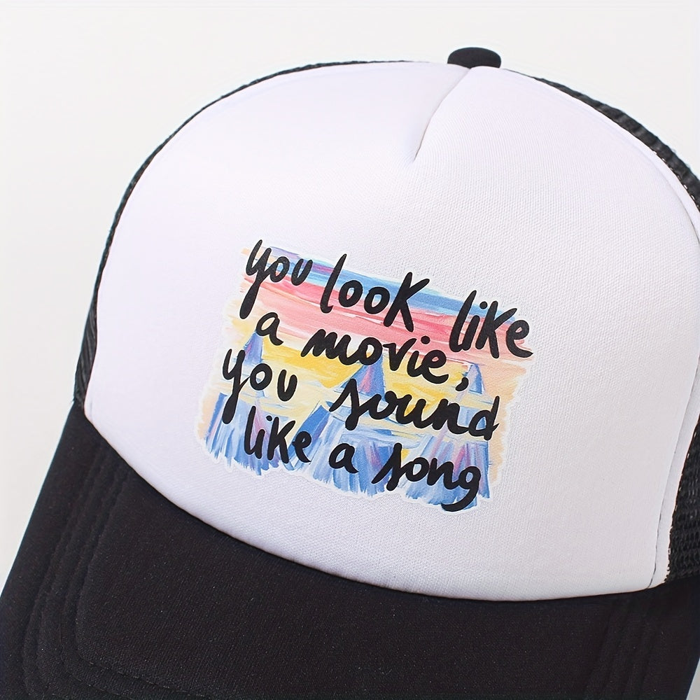 Colorful Letter Print Trucker Hat Mesh Baseball Cap Adjustable Dad Hats