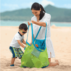 Large Foldable Mesh Beach Bag Plaid Secure Lock Closure for Travel & Summer