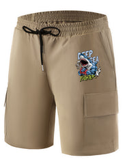 Heart Mountain Boxing Shark Pattern Cargo Shorts Men s Casual Pocket
