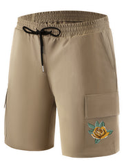 Cartoon Sun & Heart Pattern Drawstring Shorts For Men