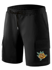 Cartoon Sun & Heart Pattern Drawstring Shorts For Men