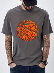 Men's Basketball Print Crew Neck T-shirt - Casual Summer Tee