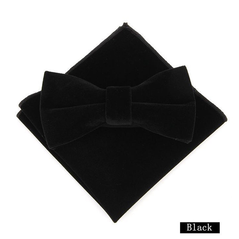 Men's Velvet Bowtie Handkerchief Set Business Wedding Party Tuxedos
