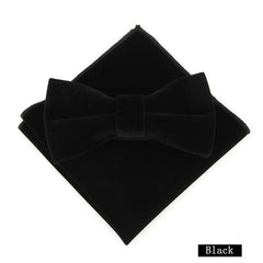 Men's Velvet Bowtie Handkerchief Set Business Wedding Party Tuxedos
