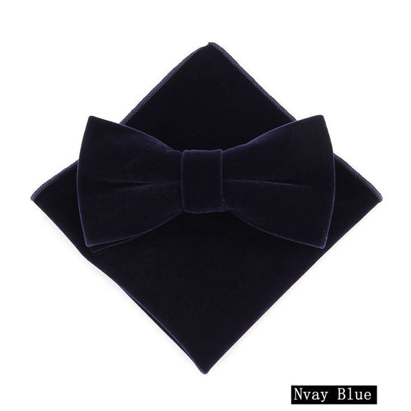 Men's Velvet Bowtie Handkerchief Set Business Wedding Party Tuxedos