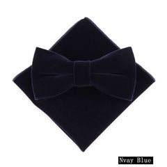 Men's Velvet Bowtie Handkerchief Set Business Wedding Party Tuxedos