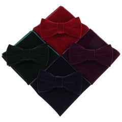 Men's Velvet Bowtie Handkerchief Set Business Wedding Party Tuxedos