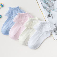 3pcs Girls Lace Ruffle Princess Knit Cotton Ankle Socks