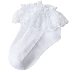 3pcs Girls Lace Ruffle Princess Knit Cotton Ankle Socks