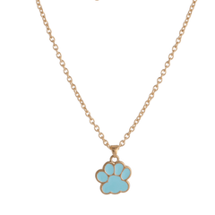 Colorful Cartoon Paw Pendant Necklace For Girls