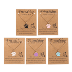 Colorful Cartoon Paw Pendant Necklace For Girls