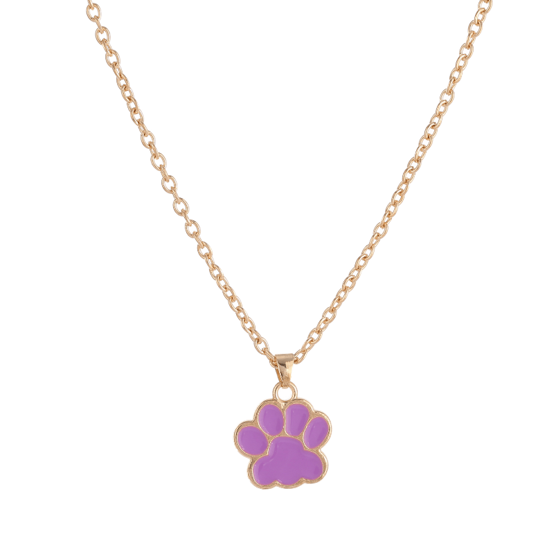 Colorful Cartoon Paw Pendant Necklace For Girls