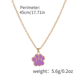 Colorful Cartoon Paw Pendant Necklace For Girls