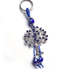 Evil Eye Tree Of Life Keychain with Rhinestones Good Luck Key Ring