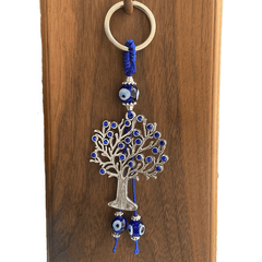 Evil Eye Tree Of Life Keychain with Rhinestones Good Luck Key Ring