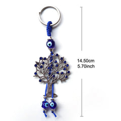 Evil Eye Tree Of Life Keychain with Rhinestones Good Luck Key Ring