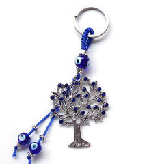 Evil Eye Tree Of Life Keychain with Rhinestones Good Luck Key Ring