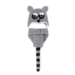 2pcs Set Raccoon Crochet Newborn Baby Hat Photography Props
