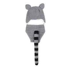 2pcs Set Raccoon Crochet Newborn Baby Hat Photography Props