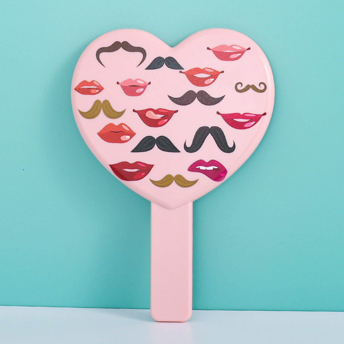 Heart-shaped Makeup Mirror with Eyelash Pattern