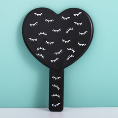 Heart-shaped Makeup Mirror with Eyelash Pattern