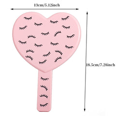 Heart-shaped Makeup Mirror with Eyelash Pattern