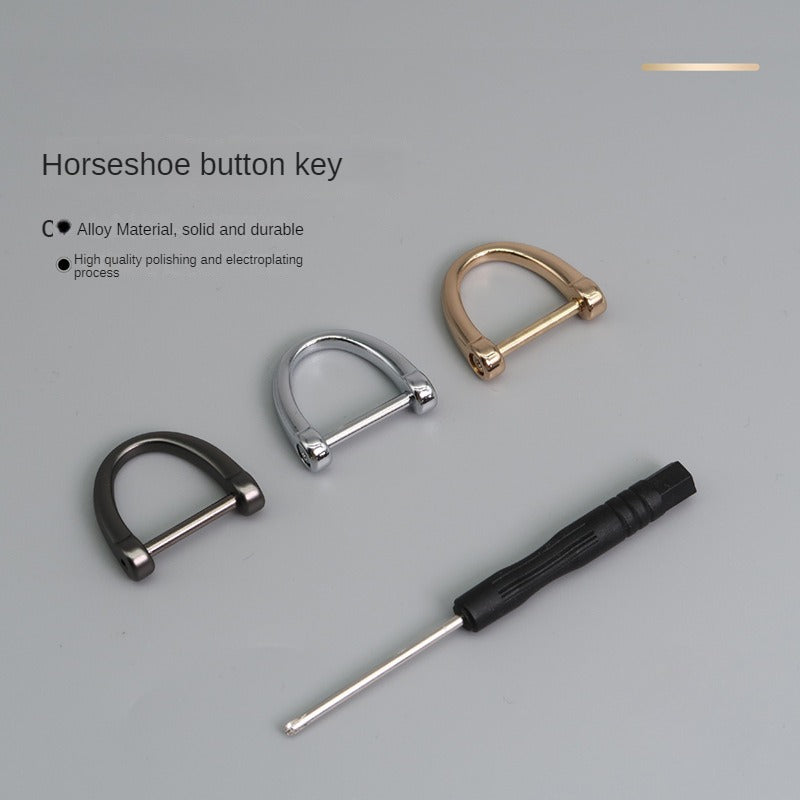Zinc Alloy Horseshoe Buckle Car Keychain Anti Loss D shaped Hardware Accessory
