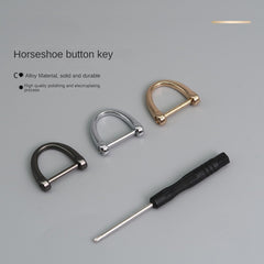 Zinc Alloy Horseshoe Buckle Car Keychain Anti Loss D shaped Hardware Accessory