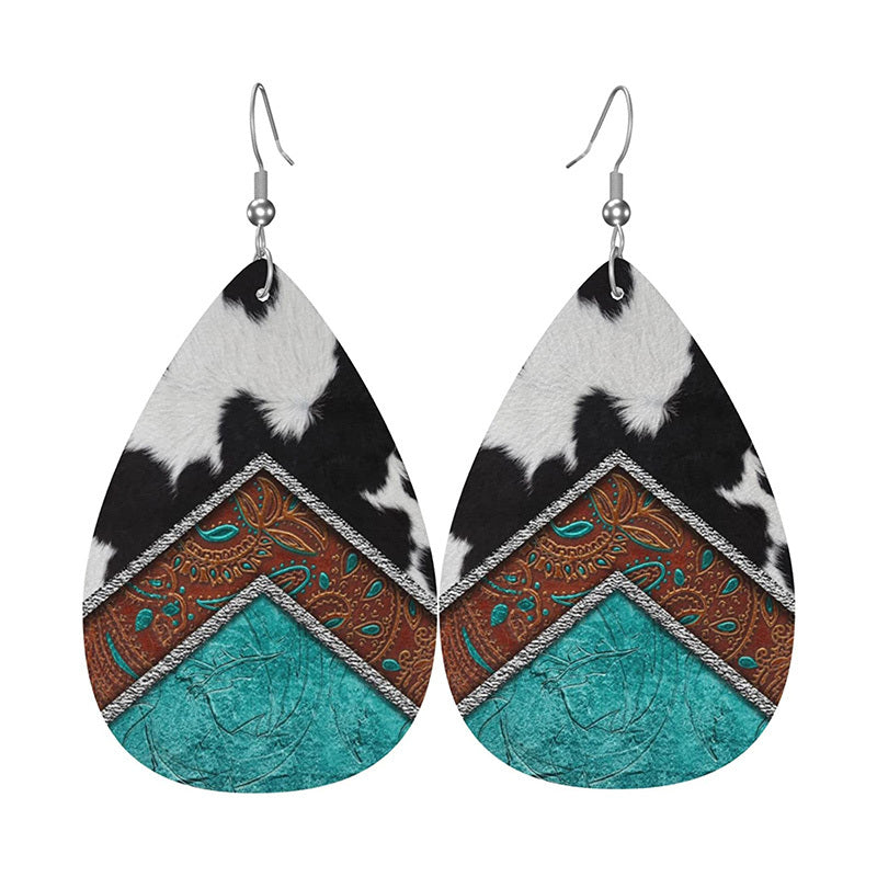 Vintage Teardrop PU Earrings Party Wear
