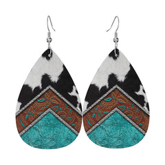 Vintage Teardrop PU Earrings Party Wear