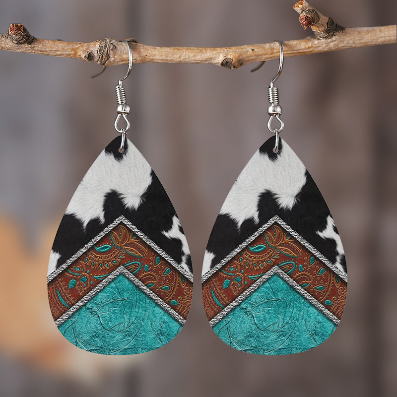 Vintage Teardrop PU Earrings Party Wear