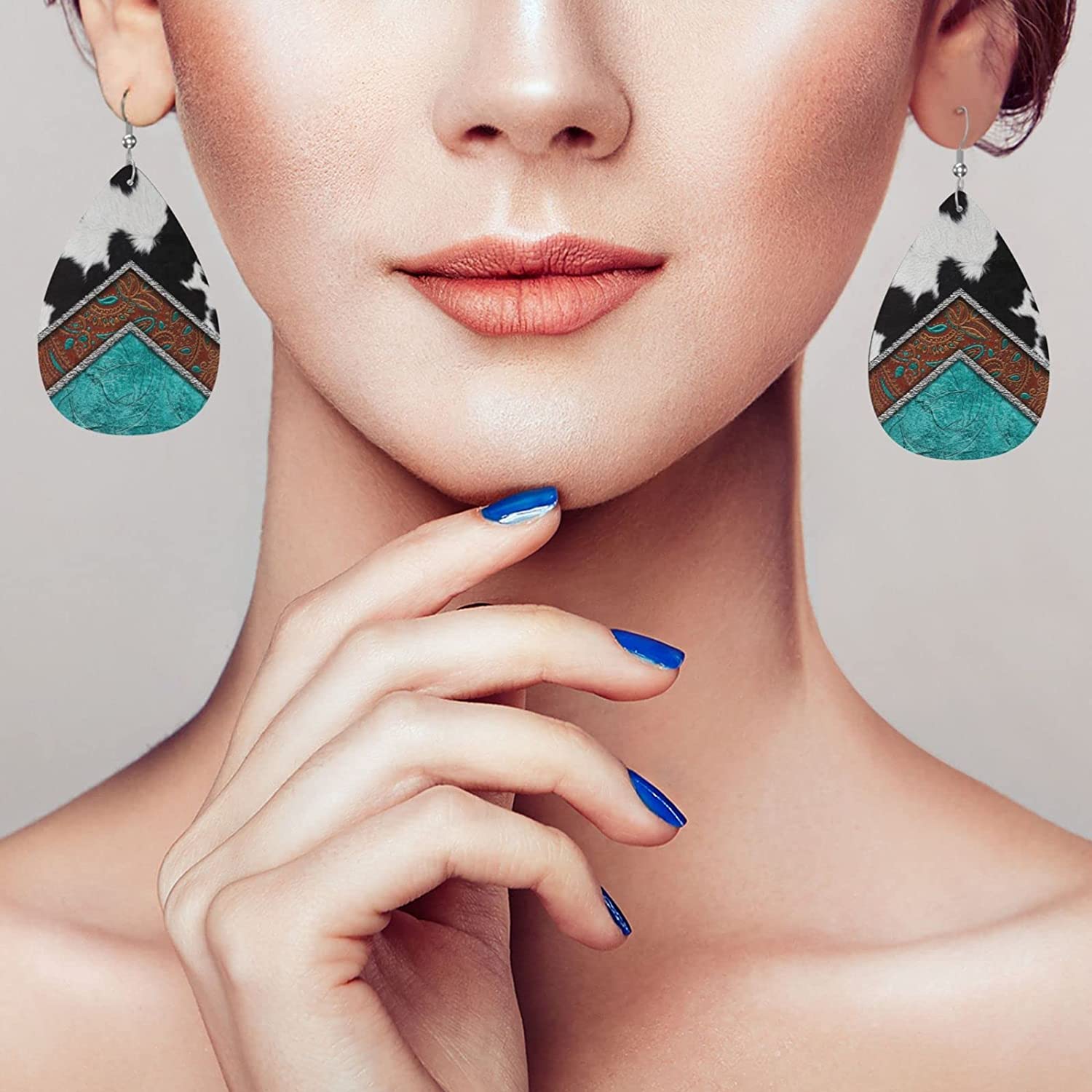 Vintage Teardrop PU Earrings Party Wear