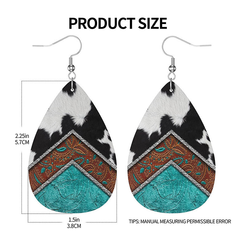 Vintage Teardrop PU Earrings Party Wear