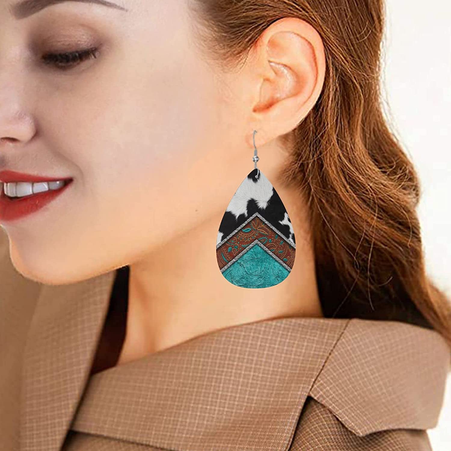 Vintage Teardrop PU Earrings Party Wear