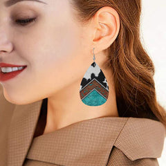 Vintage Teardrop PU Earrings Party Wear