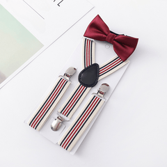 Kids Suspenders & Bow Tie Set - Y Back, Adjustable, Strong Clips