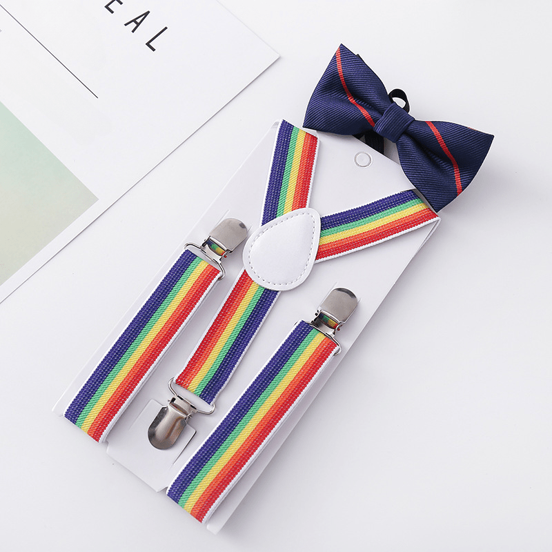 Kids Suspenders & Bow Tie Set - Y Back, Adjustable, Strong Clips