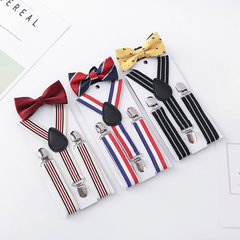 Kids Suspenders & Bow Tie Set - Y Back, Adjustable, Strong Clips